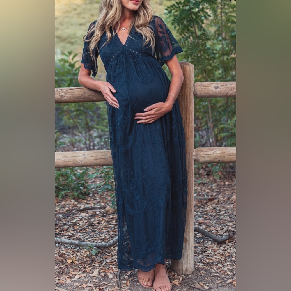 Pinkblush Navy Lace Maxi Dress